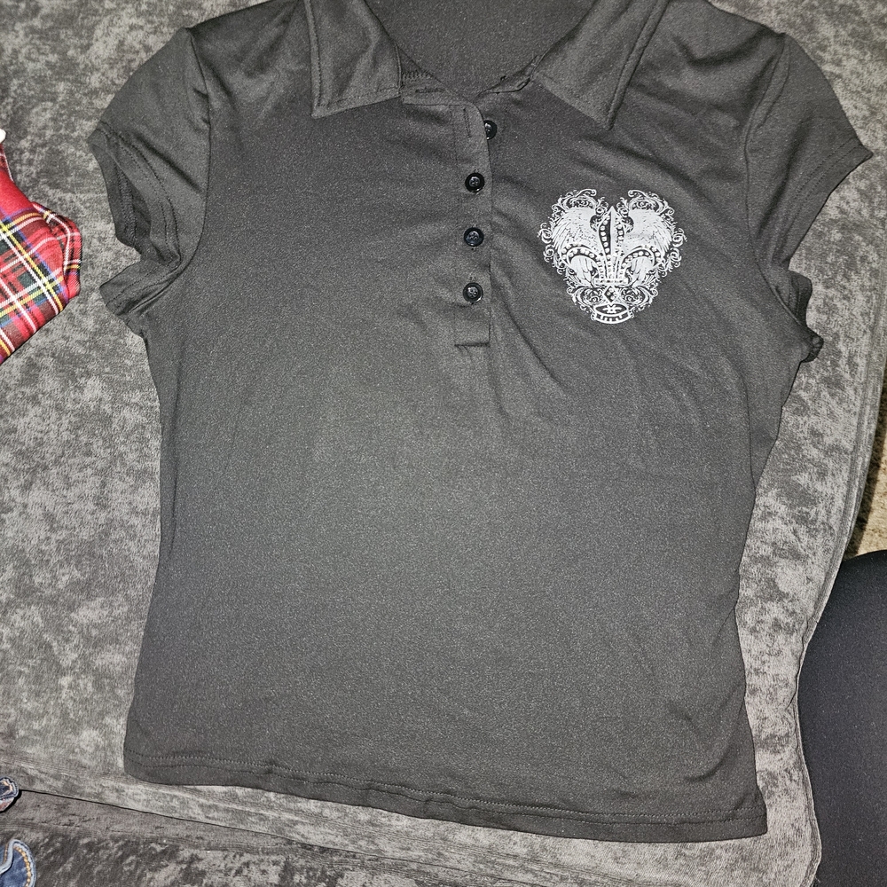 SHEIN Black Button Up TEE M